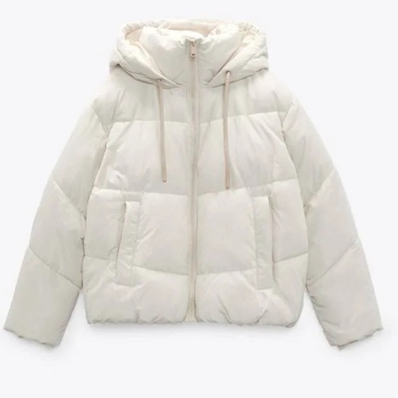 Zara Winter White / Cream Oversized Puffer Jacket Size XS - Picture 3 of 8